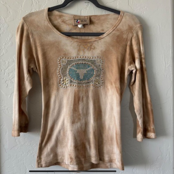 Don’t Mess With Texas Rhinestone Longhorn top M - Picture 1 of 1
